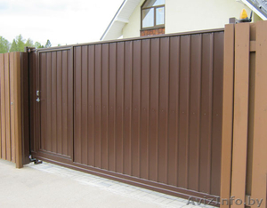 Забор. Ворота откатные. Ворота распашные.